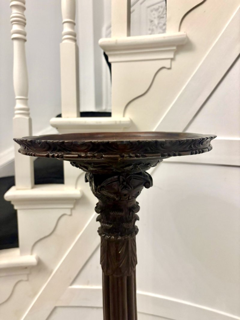 Superior Quality Antique Victorian Carved Mahogany Torchère / Plant Stand